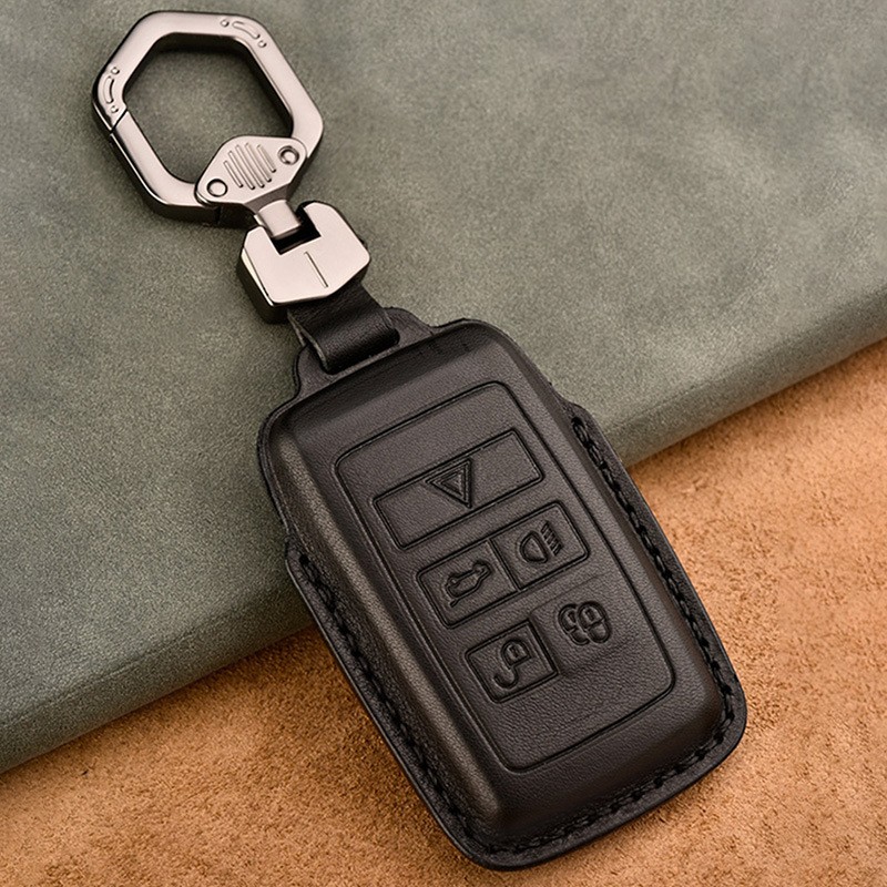 Luxury Genuine Leather Car Key Case For Jaguar Land Rover Evoque Sport Accessories Keychains Bag Holder Keyring Fob Shell