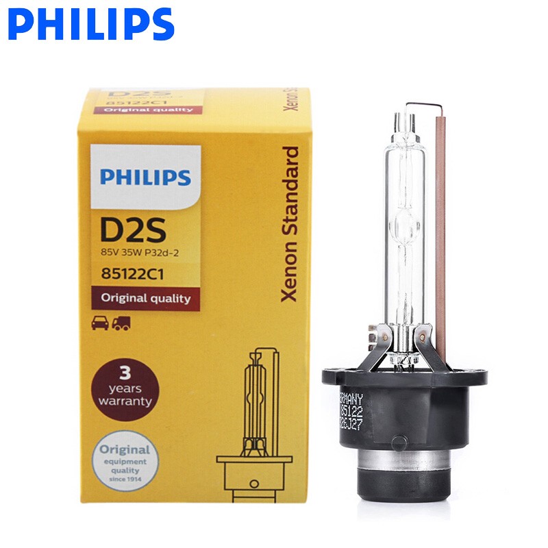 Philips HID D1S D2S D2R D3S D4S D5S 35W Xenon Standard 4200K Bright White Light Original Car Headlight ECE 100% Authentic, 1X