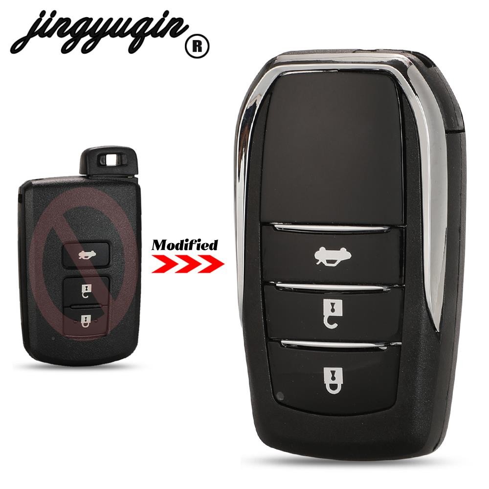 jingyuqin 2/3/4 Buttons Remote Control Key For Toyota Fortuner Prado Camry Rav4 Highlander Crown Housing Case Smart Keyless