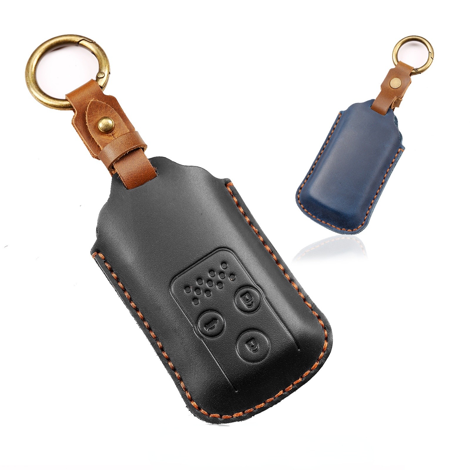 Luxury Leather Car Key Case Cover Fob Protector Key Chain Holder For Honda Odyssey Accord Crosstour Accessories Remote Keyring