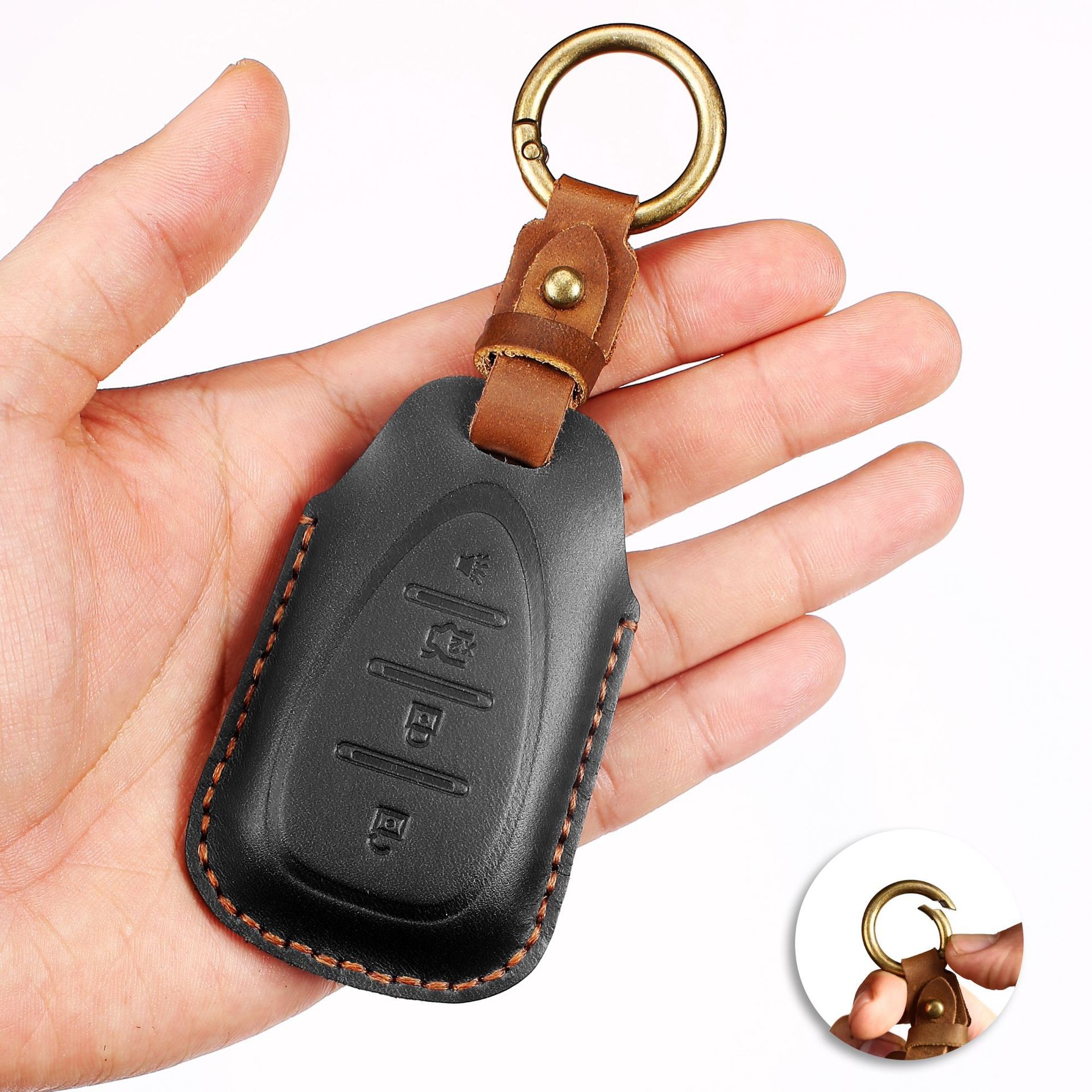 Luxury Leather Car Key Case Cover Fob Protector Keychain Holder For Chevy Chevrolet 2021 JM Trax Crvalier Cruze Malibu Keyring