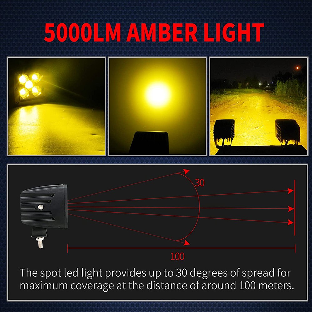 Luyoo 3 Inch LED Light Cubes 12V 24V Amber 3000K Led Work Light Bar For Truck Car Atv 4x4 UTV Boat Spot Driving Offroad Fog Light