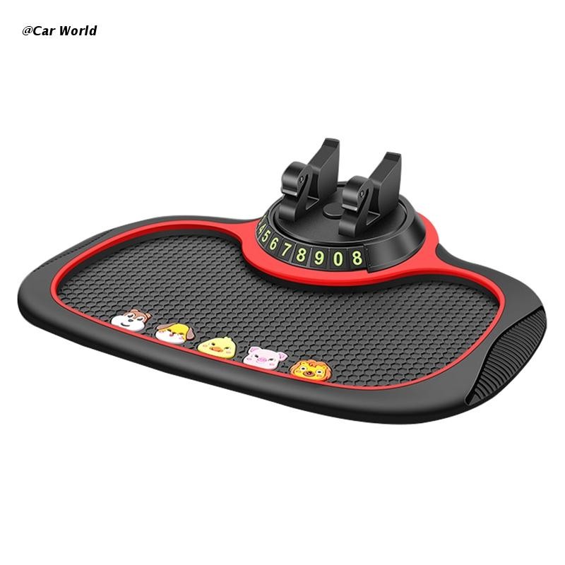 6XDB Car Anti-slip Mat Dashboard Phone Holder Parking Number Plate 3in1 PVC Pad