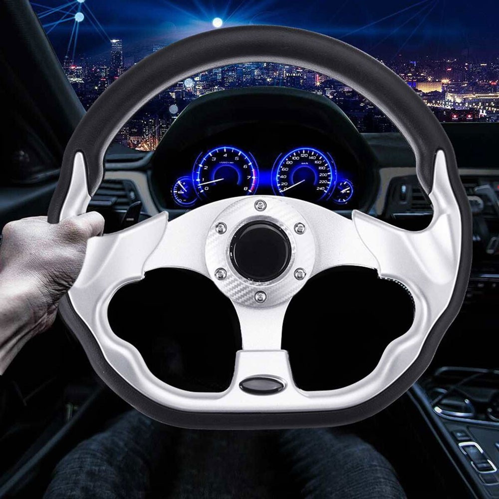 Universal 13" 320mm racing sport car steering wheel with horn button carbon fiber