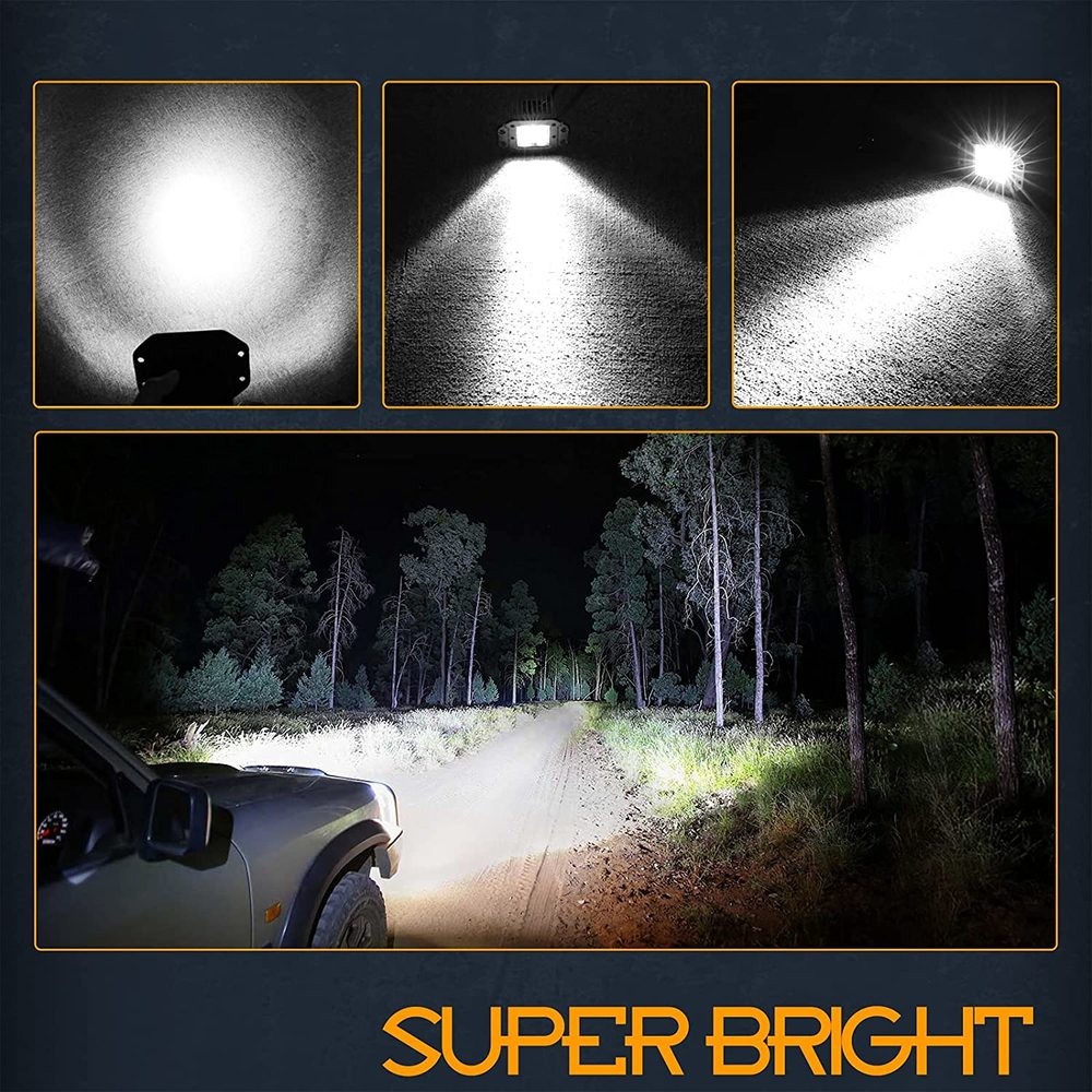 Luyoo 5 Inch White Yellow Flush Mount Led Pods Work Light Bar For Offroad Truck Atv 4x4 Boat Car Spot 3000k 6000K LED Fog Lights