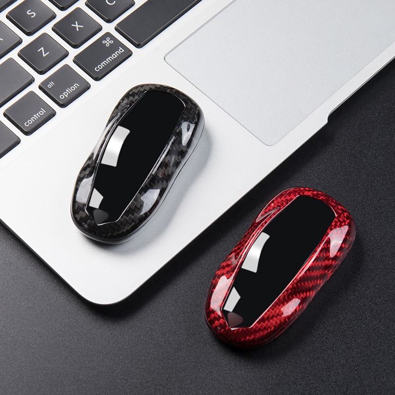 Suitable for Tesla carbon fiber key cover Tesla Model 3 Model Y Model X Model S modified key case key chain key