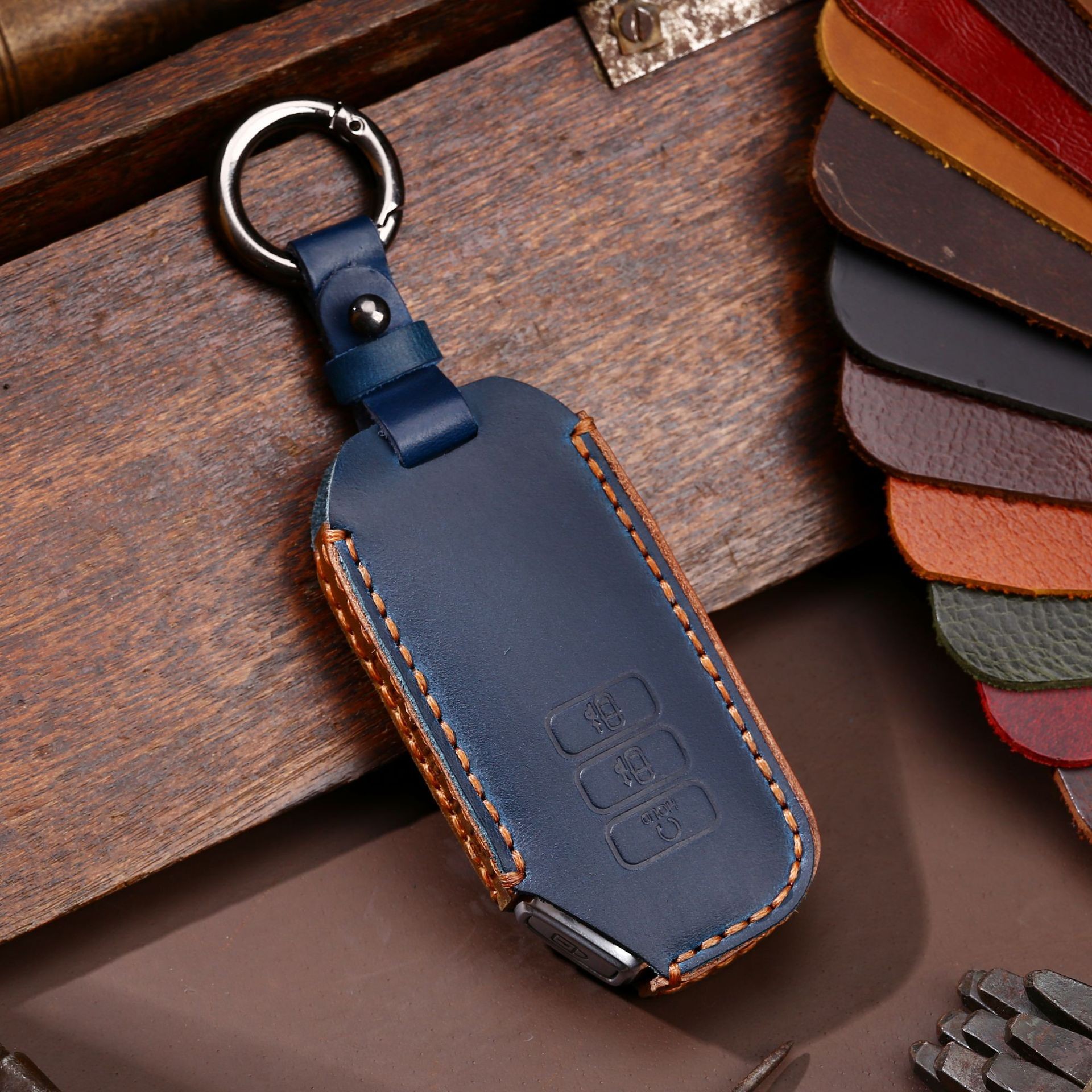 Luxury Car Key Cover Case Genuine Leather Keychain Accessories For Kia Ev6 Seltos K5 Sorento Mq4 7 Button Keyring Holder Shell