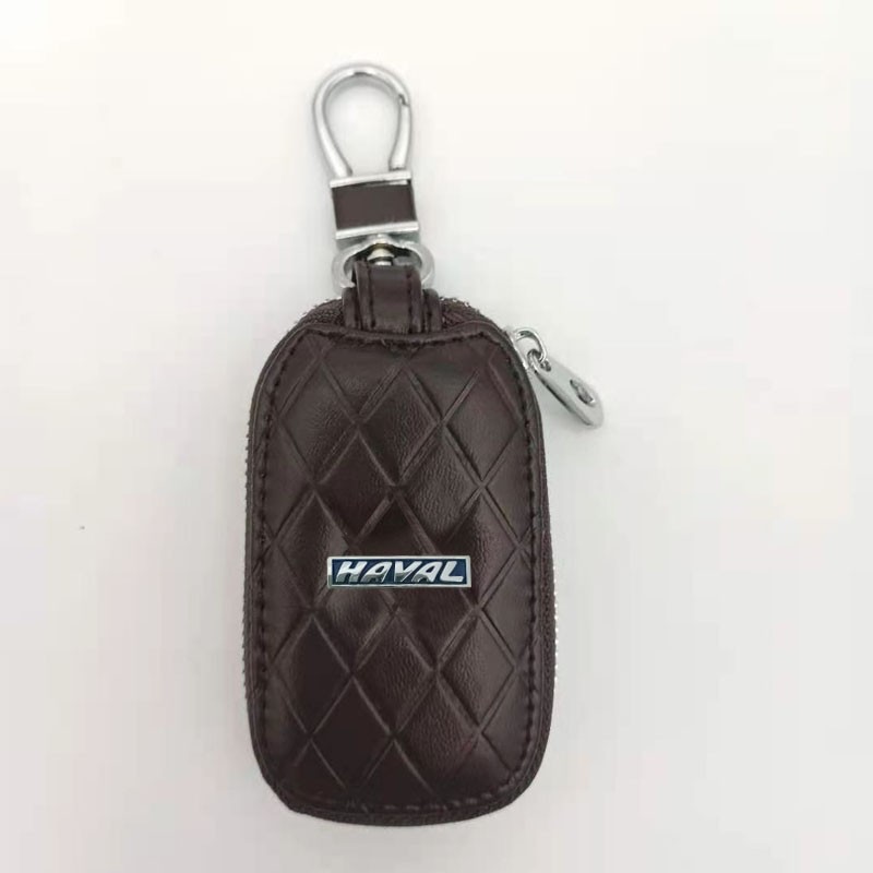 High Quality Leather Car Key Key Holder Bag Key Cover Key Protector With Blue Logo For Haval Car Accessories Black/Brown/Coffee