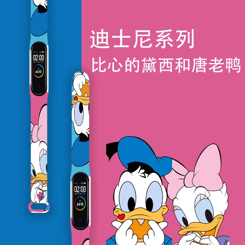 Strap For Xiaomi Mi Band 4 3 5 6 Watch Band Mickey Minnie Graffiti Silicone Bracelet Replacement For Xiaomi Band 4 5 Wristband