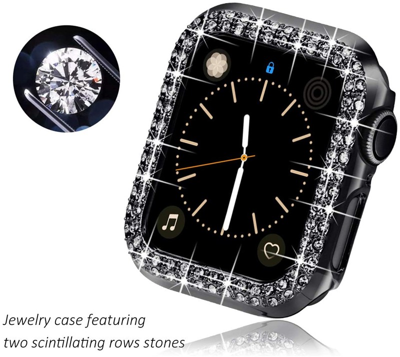 Bling Diamond PC Bumper Cover Frame For Apple Watch Series 7 Applewatch IWatch 41mm 45mm 45mm Screen Protector Accessories