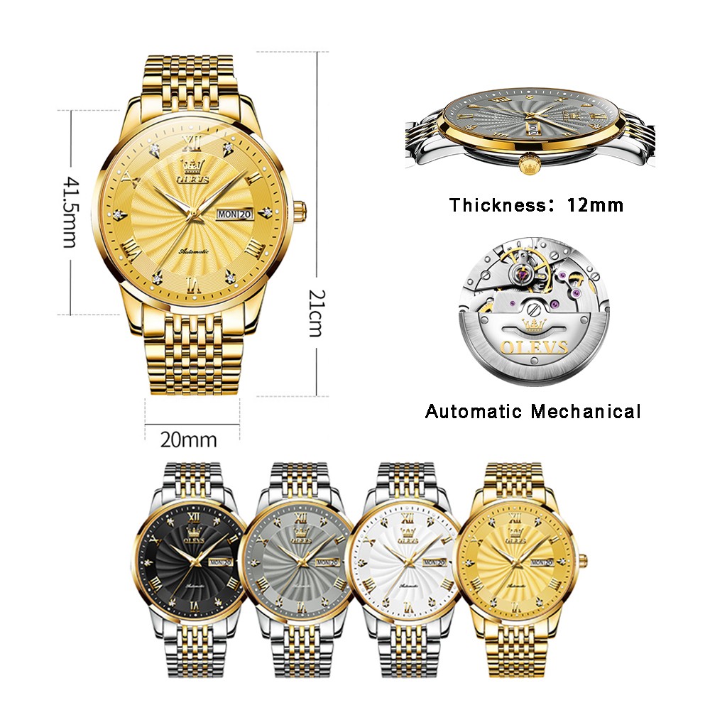 Top luxury brand automatic men's watch mechanical waterproof stainless steel wristwatch fashion watches relogio masculino 41mm