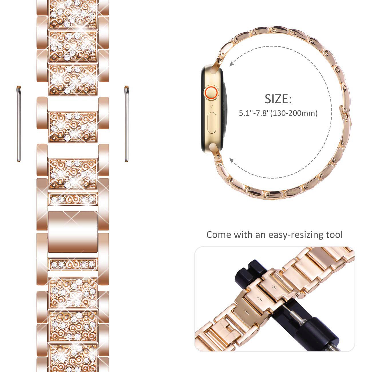 Case + Bling Strap for Apple Watch Band 40mm 44mm 41mm 45mm 38mm 42mm 40mm Diamond Metal Bracelet iWatch Series 3 4 5 6 se 7 band