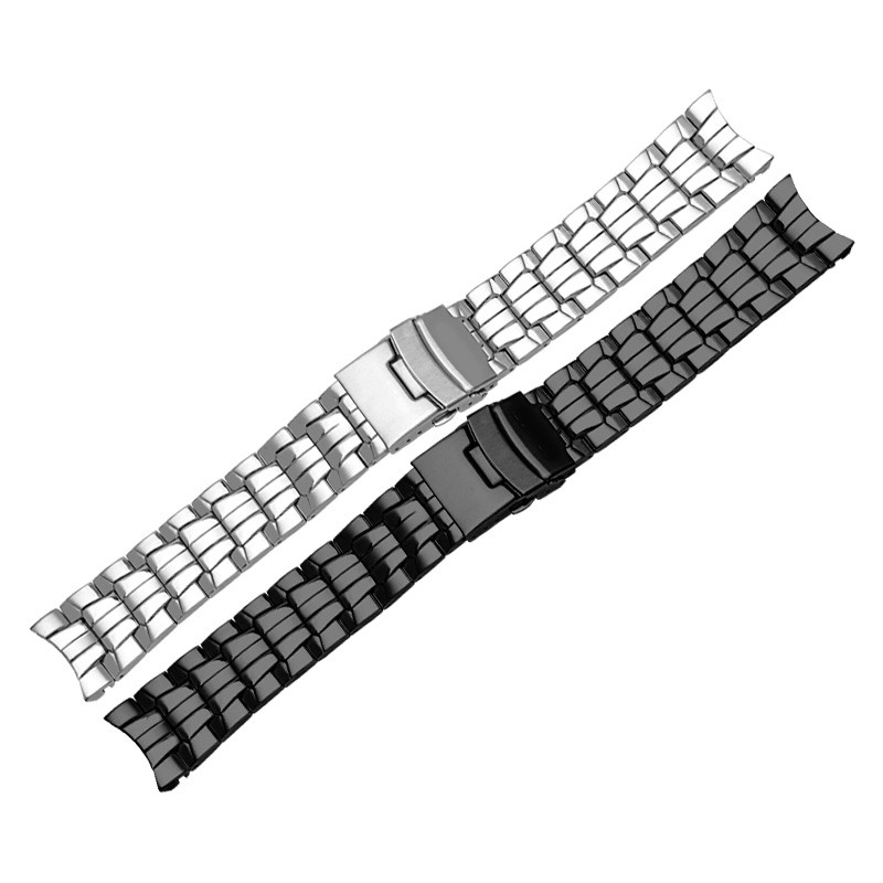 PEIYI 22mm stainless steel watch strap silver strap deployment buckle replacement metal strap for EF-550 series men's watch