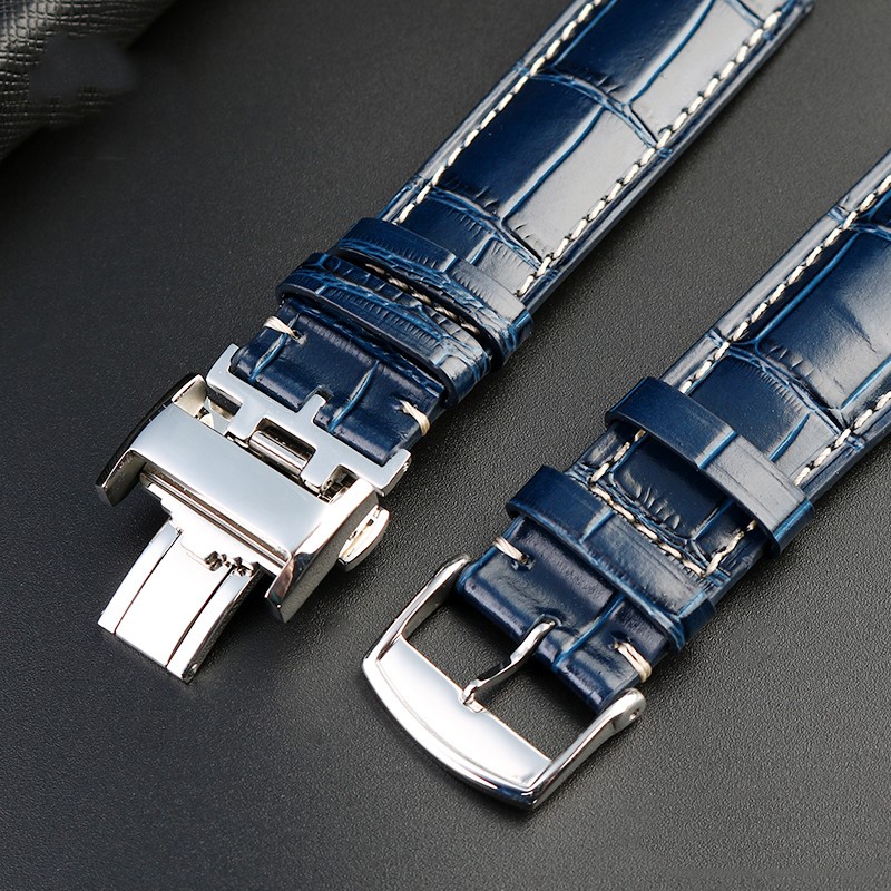 It is suitable for Longines belt, leather craftsman, moon blue crocodile pattern, exquisite Comcas male belt 19 20 21mm