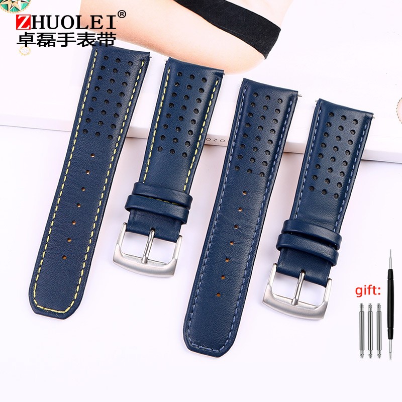 For Citizen Blue Angel Men Radio Wave Watch AT8020-54L/8020-03L/JY8078 Curved End Genuine Leather Watchband Watch Band 22 23