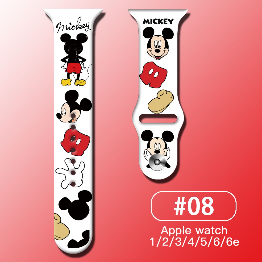 Suitable for apple watch strap cartoon mickey minnie iwatch6 watch with silicone apple watch 7/5/4/3 generate watch sebelt