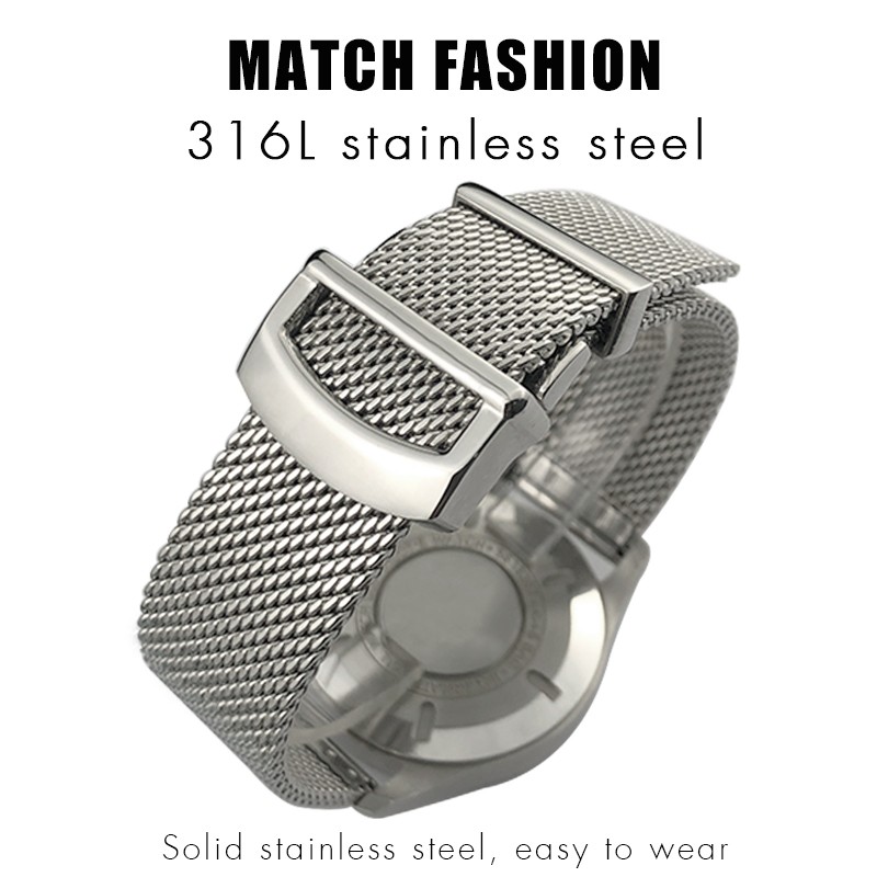 High Quality Stainless Steel Woven Mesh Watchband 20mm 21mm 22mm Fit For IWC Le Petit Prince Mark 18 Portofino Solid Watch Strap