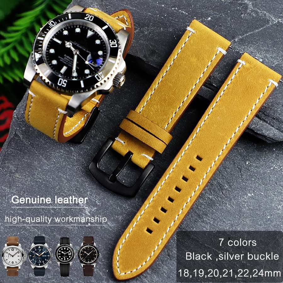 18mm,19mm,20mm,21mm,22mm,24mm Vintage Leather Watch Strap Quick Release Pins Watch Band For Samsung Huawei IWC Watches