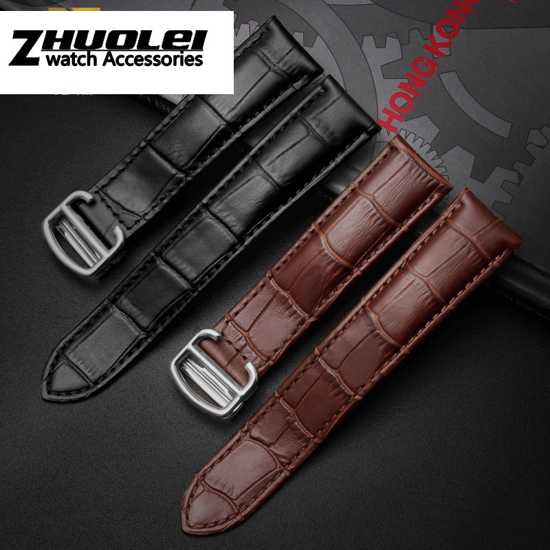 Genuine leather watch strap, high quality, black, brown, with folding tank buckle, 16 17 18 20 22 23 24 25 mm straps