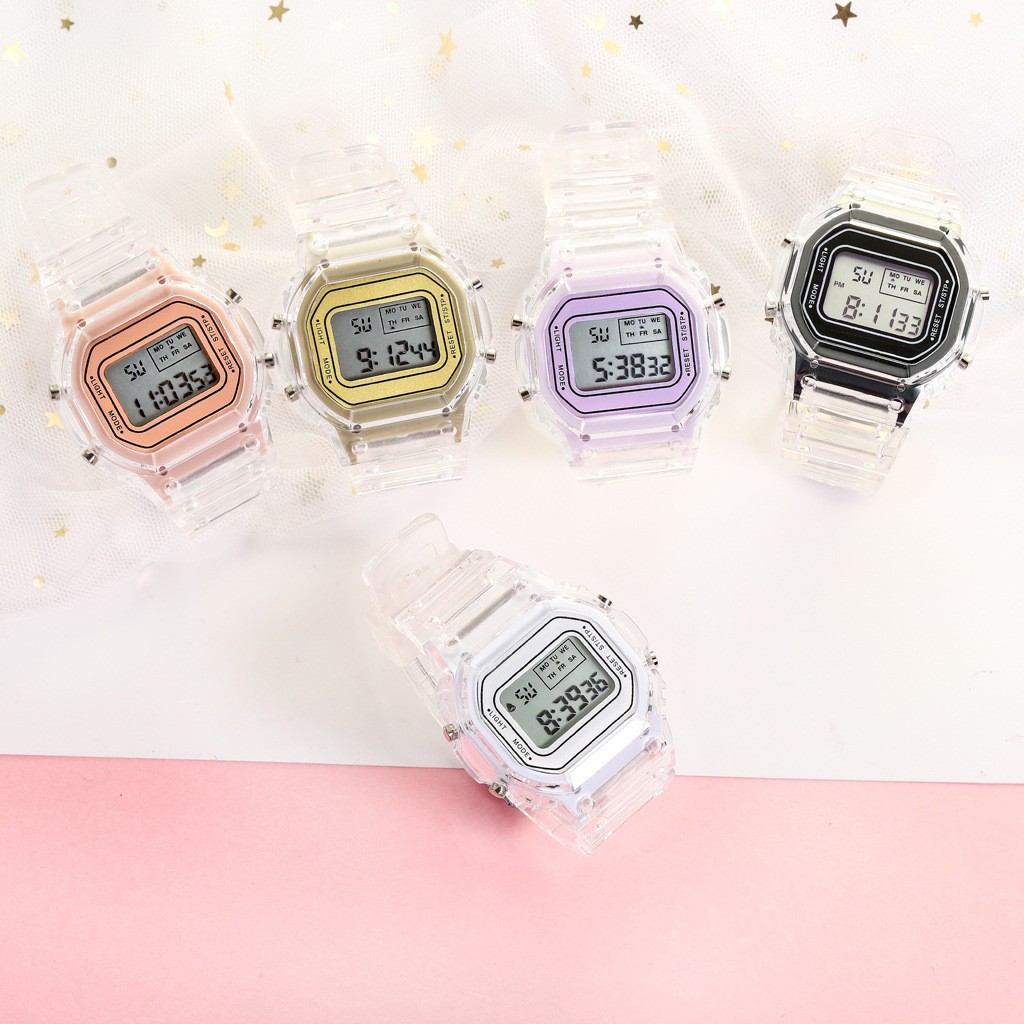 Transparent Digital Watch Square Women Electronic Sports Watches Wristwatch Clock Reloj Mujer Watches Dropshipping