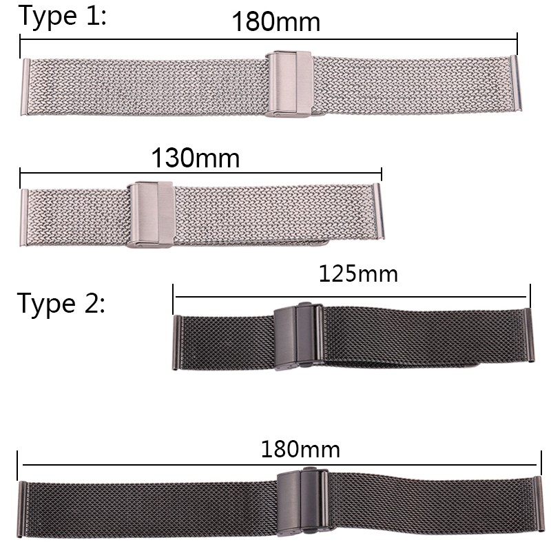 316l Stainless Steel Milanese Loop Watch Bracelet Men Women Replacement Watchband Strap 16mm 18mm 20mm 22mm Silver Black