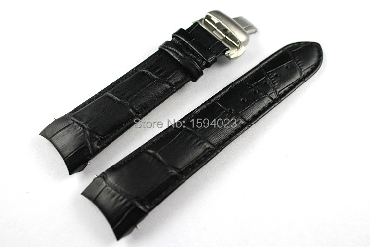 22/23/24mm For T035407A T035617A T035627A T035614 High Quality Butterfly Buckle Genuine Leather Curved End Watchband Belts