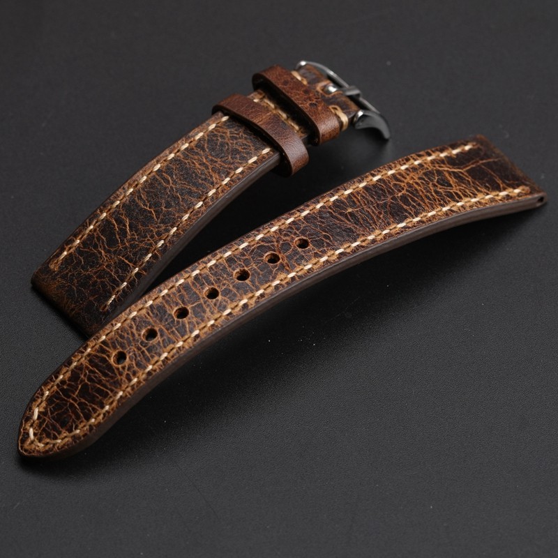 Retro Soft Leather Watch Strap 18 19 20 21 22mm Brown Leather Handmade