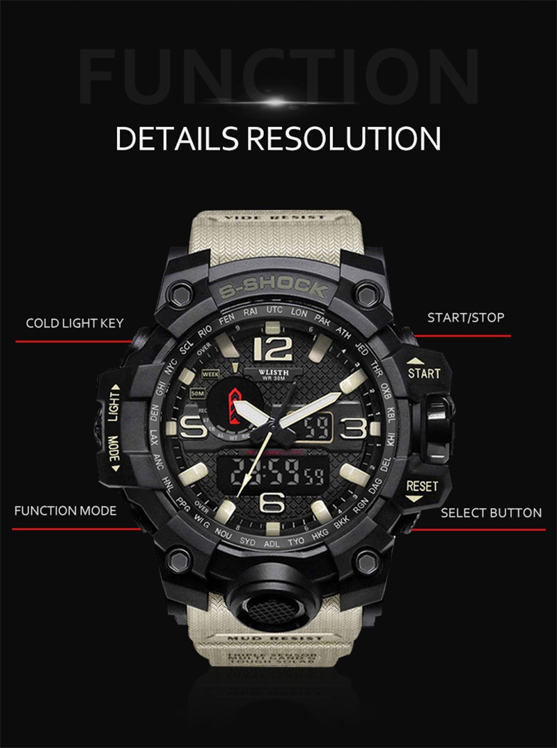 Montre Homme Sport Mens Watches Luxury Brand Designer LED Digital Chronograph Watch for Men Waterproof Wristwatches Reloj