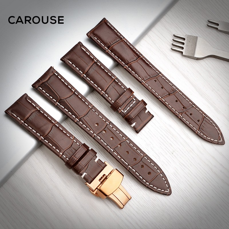 guzzle watchband 18mm 19mm 20mm 21mm 22mm 24mm calf leather strap butterfly buckle strap bracelet accessories wristbands
