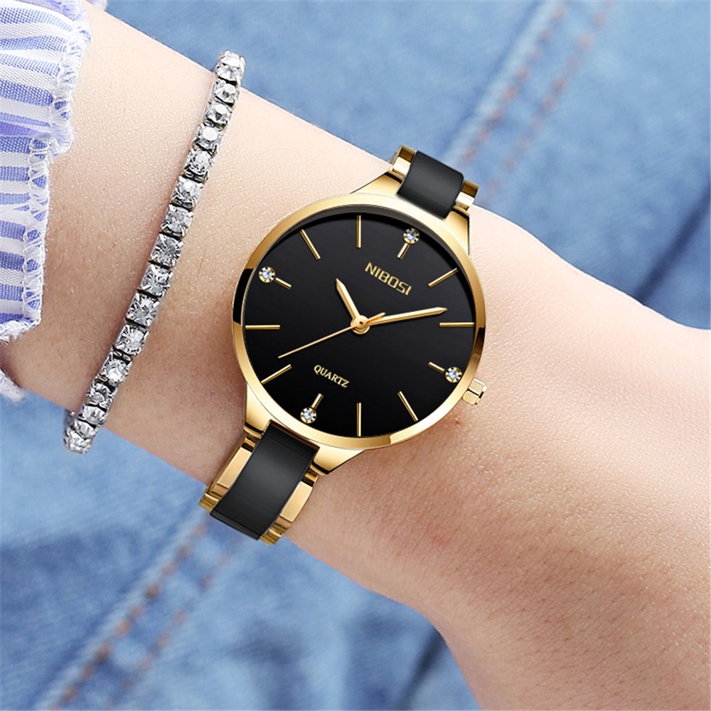 NIBOSI relógio feminino New Fashion Brand Women Watch Luxury Quartz Ladies Ceramic Watch Waterproof Watches for Women