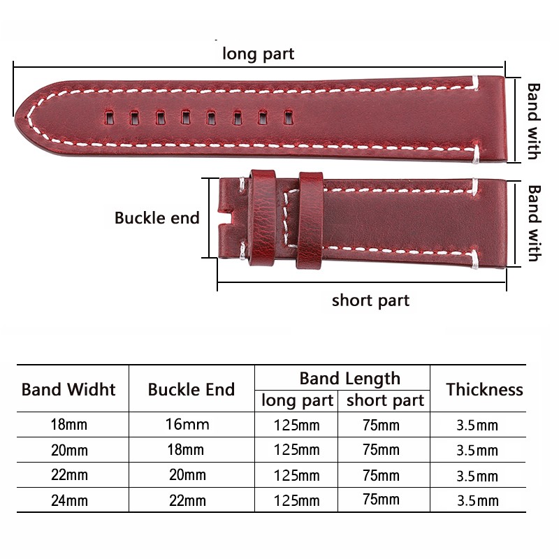 Vintage Genuine Leather Watchbands 7 Colors Strap 18mm 20mm 22mm 24mm Women Men Cowhide Watch Band Accessories Strap