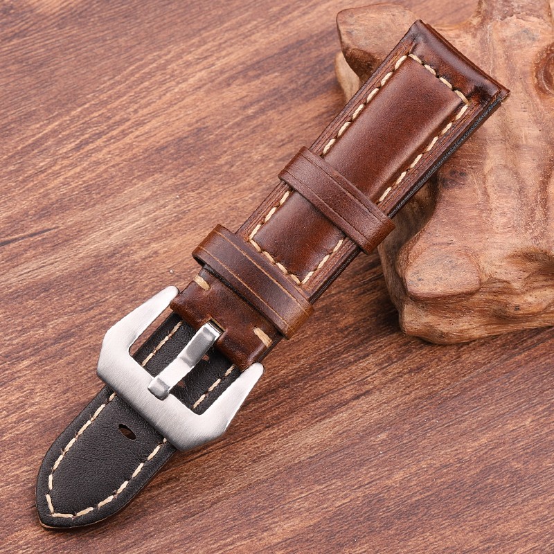 Genuine Leather Watch Band for Men, Dark Brown, 20mm, 22mm, 24mm Cowhide Watch Accessories