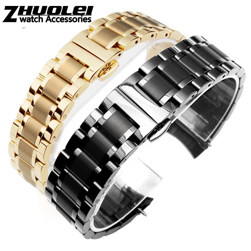 Curved End Stainless Steel Watchband Bracelet Watch Straps 16mm 17mm 18mm 19mm 20mm 21mm 22mm 23mm 24mm Steel Banding Bracelet