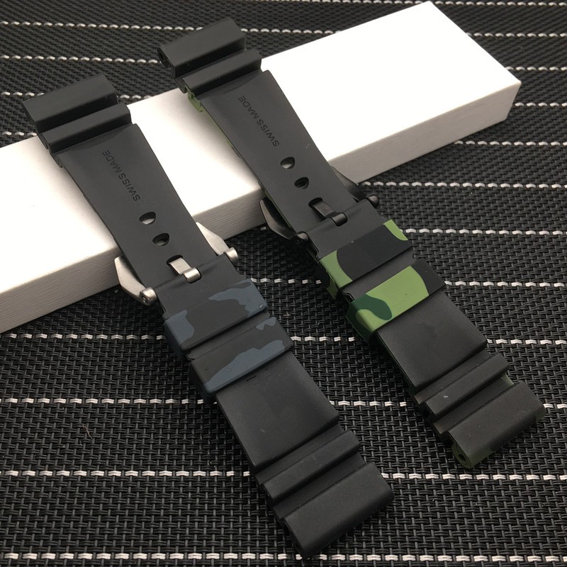 24mm 26mm Camouflage Colorful Silicone Rubber Watch Band Replacement for Panerai Strap Watch Band Waterproof Watchband Free Tools