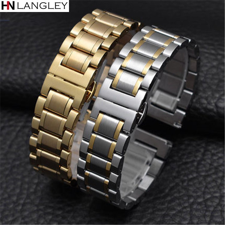 Watch Band Wristwatch Stainless Steel Metal Strap Wristband 14mm 16mm 17mm 18mm 19mm 20mm 21mm 22mm 23mm 24mm 26mm Width Size