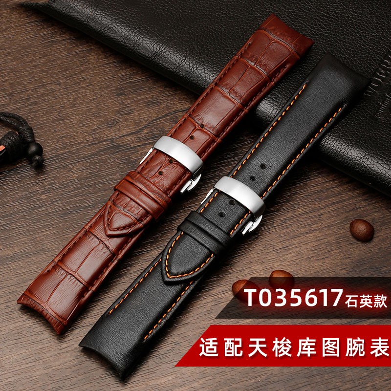 Genuine Calfskin Watchband Watch Band Strap For Tissot Couturier T035 T035617 627 T035439 Watch Band 22/23/24mm Brush Buckle