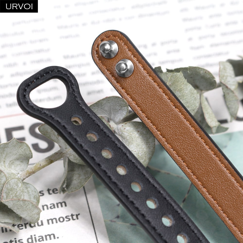 URVOI Strap for Apple Watch Series 7 6 SE 5 4 3 Sport Band Slim Genuine Leather Double Pin Buckle for iWatch Modern Design 40mm