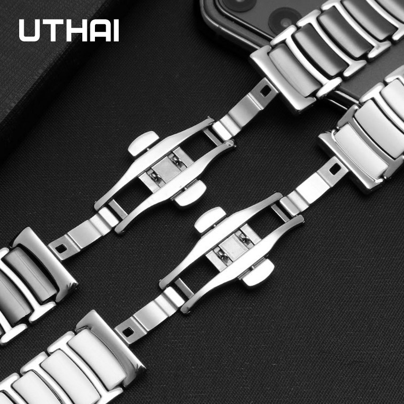 Watchband ceramic strap between stainless steel 22mm 20mm watch strap strap for Huawei smart watch GT2/watch 2pro/samsung watch