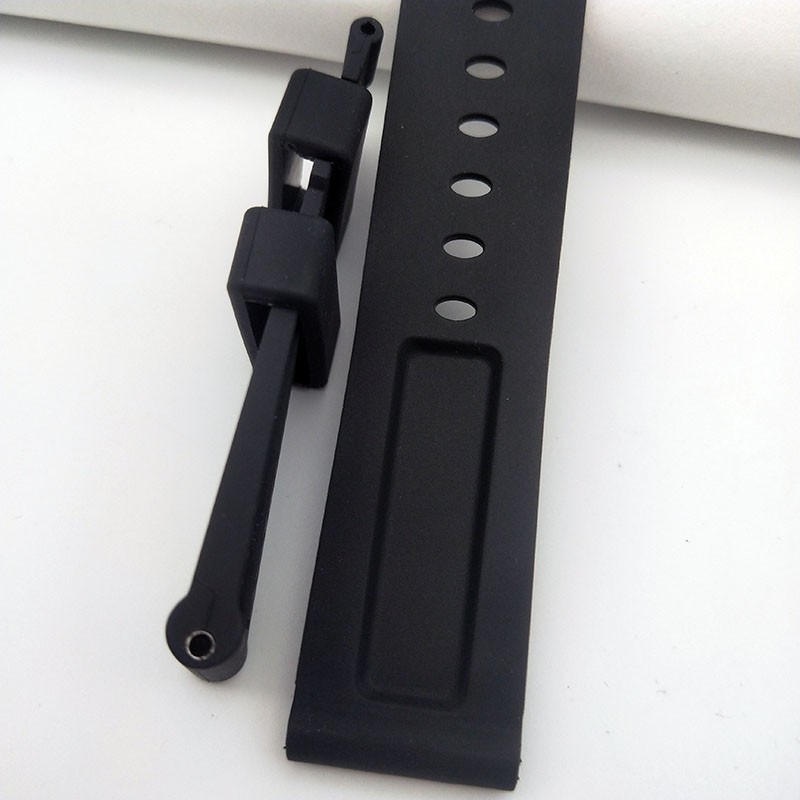24mm Black Pure Soft Silicone Rubber Watchband Replacement Watch Strap for Panerai Wristband Waterproof Strap + Free Tool