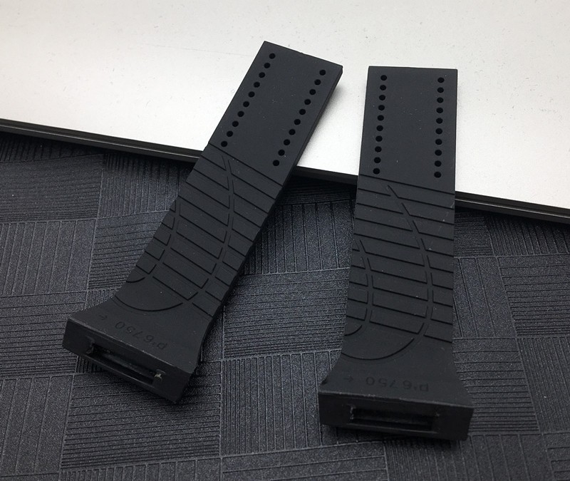 Soft Watchband Watches Silicone Rubber Black Band 28mm Fit For Porsche Strap Design World Timer For P6750 Free Tools