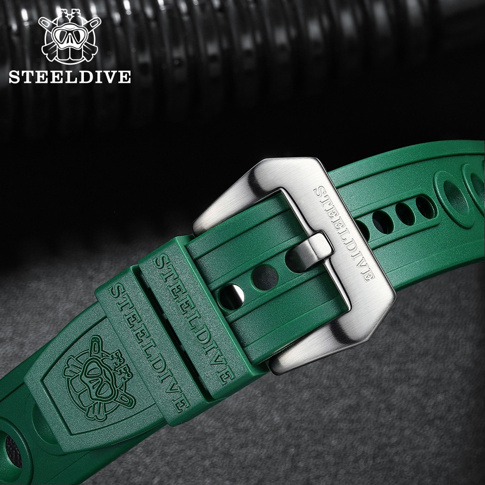 Steeldave Brand Rubber Strap 20mm 22mm Replacement Watch Bands Automatic Watch Bracelets Steel Buckle Diving Watches Strap