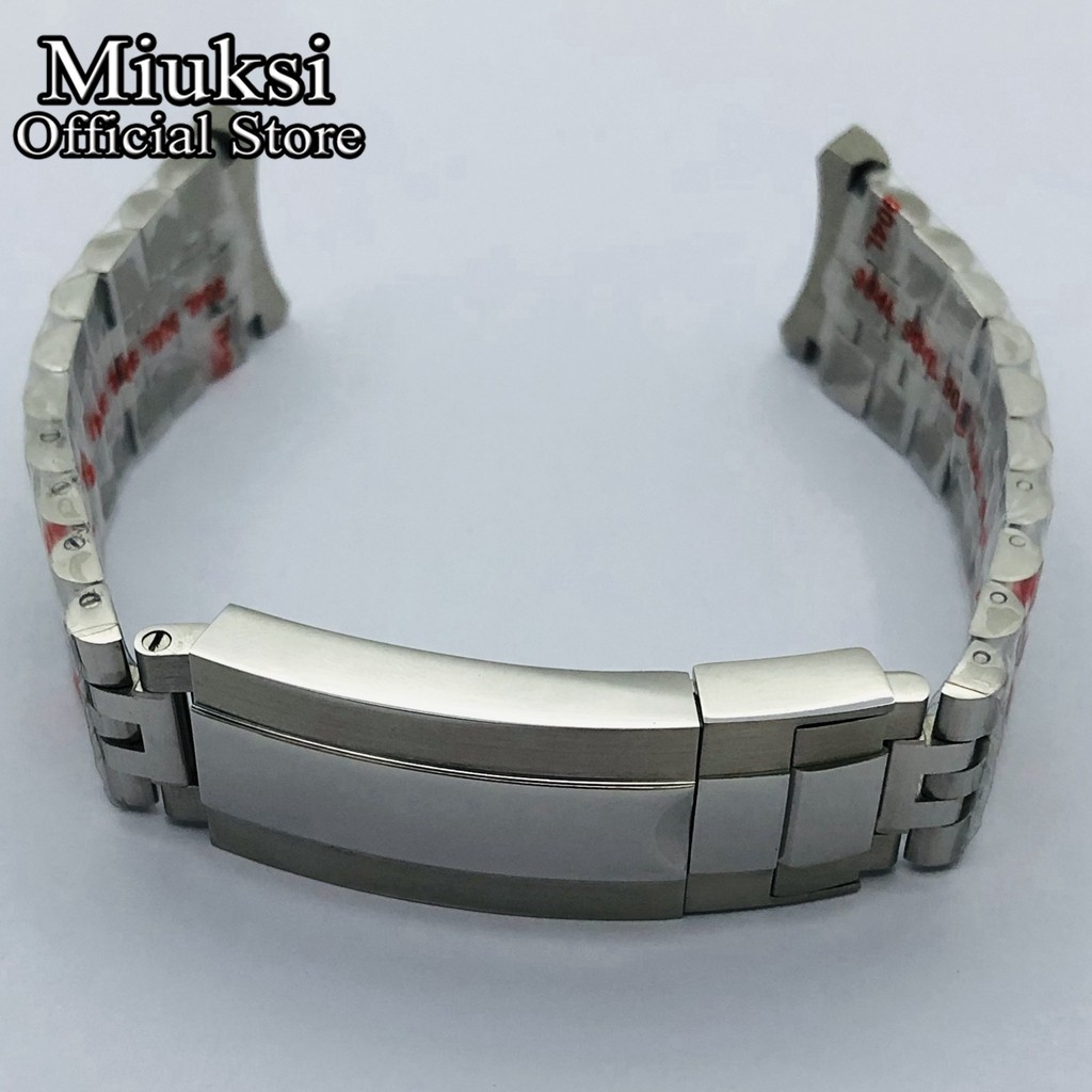 Miuksi 20mm Silver Gold Jubilee Bracelet Slide Glide Lock Clasp 904L Stainless Steel Strap Fit Watch Case Watch Band
