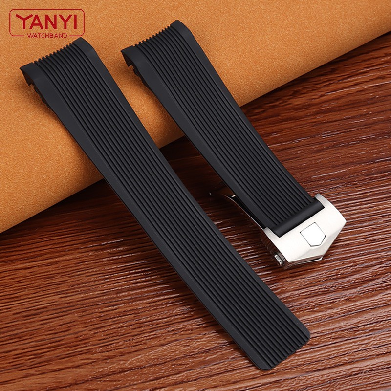 Curved end silicone rubber watch strap 24mm for tag ho-or watch accessories waterproof watchband wrist band bracelet