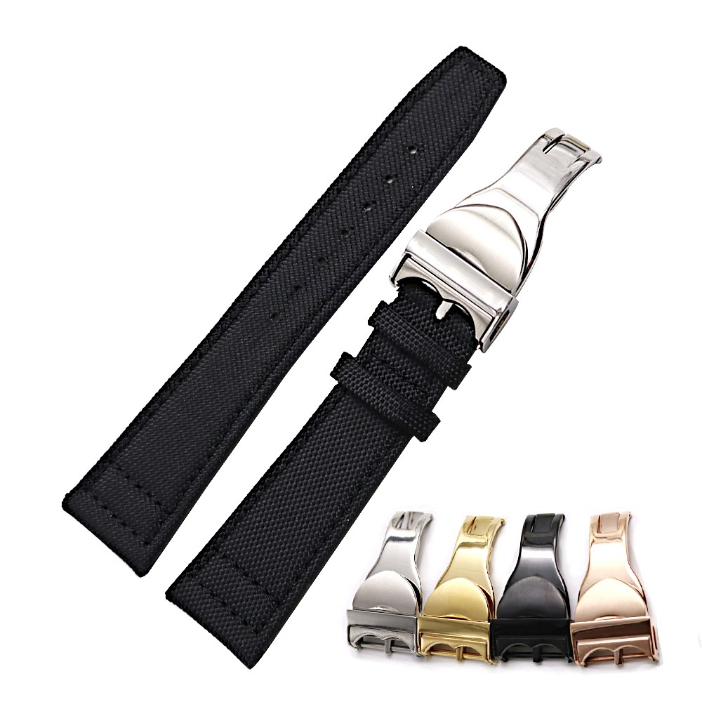 CARLYWET - Leather Watch Strap, Premium Nylon Fabric, High Quality, Watch Strap with Tudor Deployment Buckle, 20, 21, 22mm