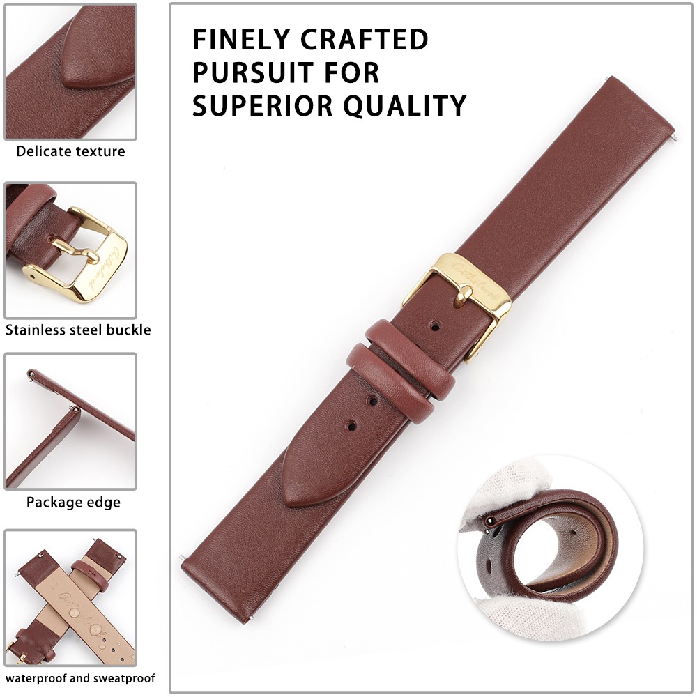 Onthelevel Women Leather Watch Strap 12mm 14mm 16mm 18mm 20mm Quick Release Watch Straps Replacement Black Blue Gray White Coffee