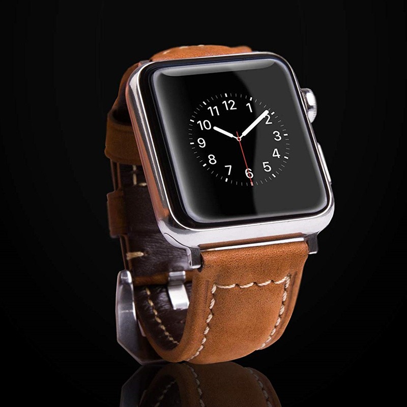 Genuine leather strap for Apple Watch band 45mm/41mm 44mm 40mm 38mm 42mm retro watchband pulseira iWatch series 5 4 3 se 6 7