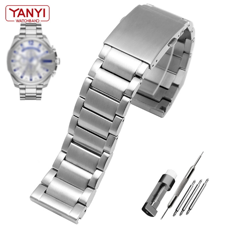 Plain End Stainless Steel Bracelet Solid Metal Watchband 22 24 26 28mm Watch Strap for Diesel DZ4209 DZ4215 DZ1844 Watches Band