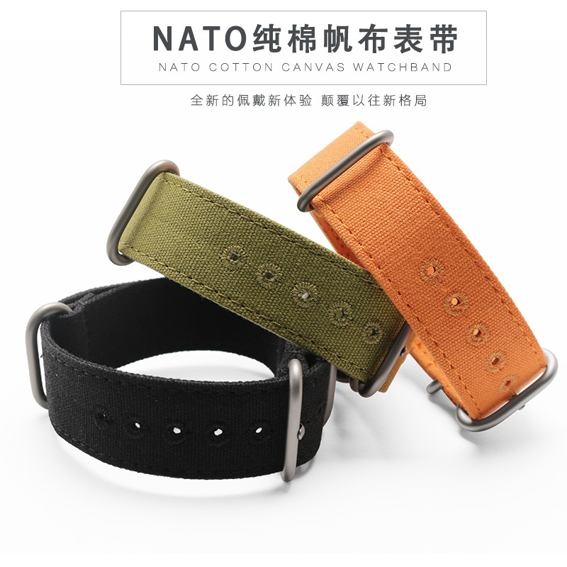 High Duty Quality Watchband 20mm 22mm 24mm 26mm Black Army Green Zulu NATO Nylon Canvas Canvas Watch Strap Black Silver Buckle