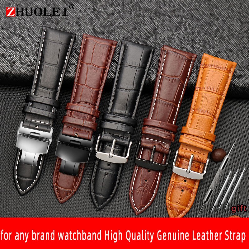 Watch Strap 23mm 24mm 26mm 28mm Big Width Black Brown Mens Crocodile Genuine Leather Watch Strap Band Bracelets Free Shipping