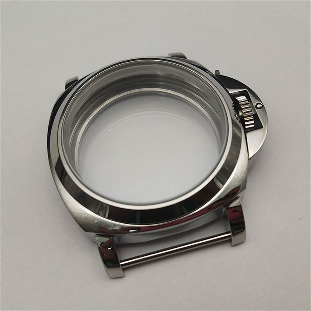 44mm high quality 316L stainless steel watch cases fit ETA 6497/6498 mechanical hand wind movement ETA6497 case ETA6498